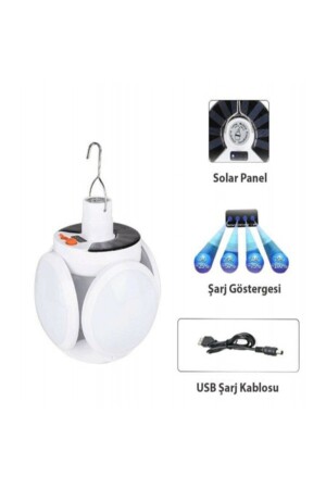 Güneş Enerjili 5 Kanatlı Bahçe Çadır Kamp Çardak Led Aydınlatma TOR56454645JK - 8