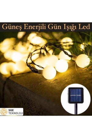 Güneş Enerjili 5 Metre 20 Led Sarı Bahçe Teras Parti Balkon Süsü Aydınlatma Lambası 7435212 - 4