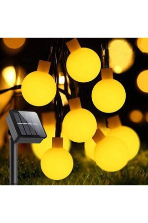 Güneş Enerjili 5 Metre 20 Led Sarı Bahçe Teras Parti Balkon Süsü Aydınlatma Lambası 7435212 - 9