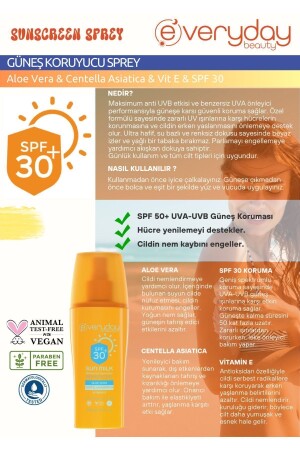 Güneş Koruyucu Süt Sprey Spf30 200ml Uva Uvb Koruması- Suya Dayanıklı- Leke Önleyici- Nemlendirici - 4