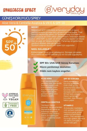 Güneş Koruyucu Süt Sprey Spf50 200ml Uva Uvb Koruması- Suya Dayanıklı- Leke Önleyici- Nemlendirici - 4