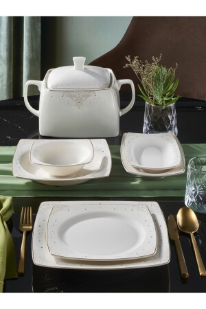 Güral Caroline 62 Parça 6173 Gold Yemek Takımı 8691850398977 - Güral Porselen