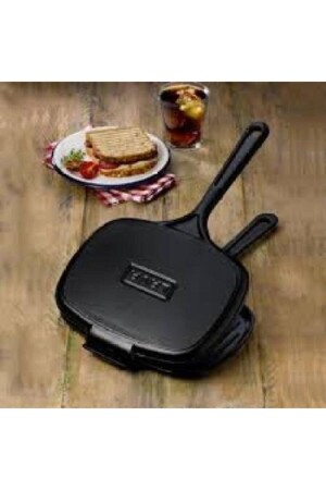 Gusseisen 18x26 cm doppelseitige Grill-Toastpfanne KZY. - 2