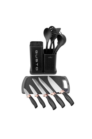 Gusto Black 12-teiliges Messer-Servier-Schneidebrett-Set - 9