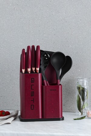 Gusto Claret Red 12-teiliges Messer-/Schneidebrett-Set 153. 03. 08. 2616 - Karaca