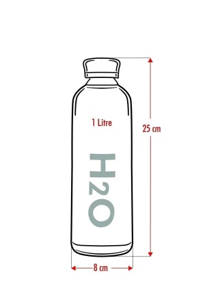 H2O Borosilikatglasflasche 1L Vakuumwasserflasche mit Deckel Wasserflasche 1000 ml - 5