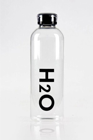 H2O Borosilikatglasflasche 1L Vakuumwasserflasche mit Deckel Wasserflasche 1000 ml - 4