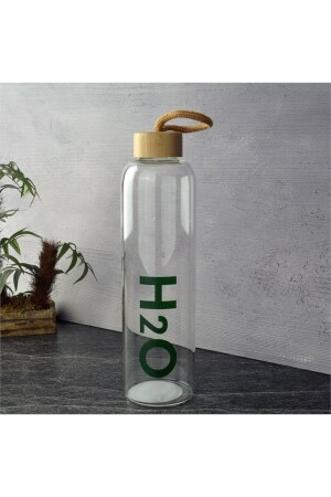 H2o-Glasflasche mit Bambusdeckel 1000 ml 75372 - 1