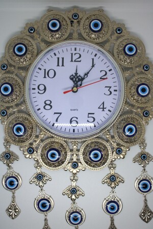 من المعدات من النيكل المغطاة بعين الشرير مع حبة الحائط ساعة الحائط زينة HA0030003 - Tan Ticaret