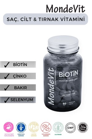 Haar Vitamin 60 Tablette Biotin 5000 µg-Zink 15 mg-Kupfer 2000 µg-Selen 50 µg - 2