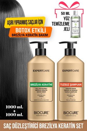 Haarglättende Keratinpflege 1000 ml Salzfreies Reinigungsshampoo 1000 ml Brasilianisches Föhnen CM-EXPERT1000-BRSET - 3