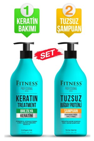 Haarglättendes Keratin Care Brasilianisches Föhn- und parabenfreies, salzfreies Weizenprotein-Shampoo-Set - 2