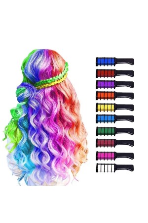 Haarkreide mit Kamm, 10 Lu, bunte Haarfärbekreide, temporäres Haarkreide-Set, Haarkreide - 1