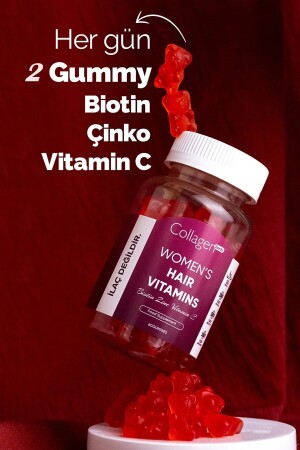 Haarvitamine für Frauen – 60 Gummibärchen 120 g – Biotin – Folsäure – Schönheitsunterstützung für Ihr Haar - 2