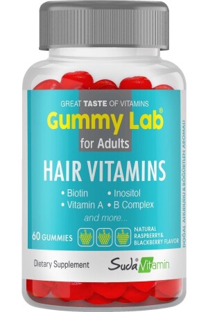 Hair Vitamin Gummy Biotin Inositol B Complex Ahududu Aromalı 60 Gummies - 1