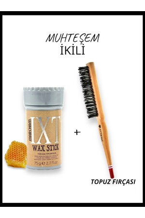 Hair Wax Stick 75gr - Saç Sabitleyici Berberstıckwax Kırmızı Uçlu Topuz Fırçası - 2