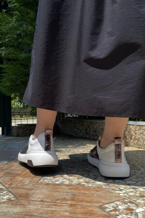 Hakiki Deri Kadın Sneaker Spor Ayakkabı Beyaz Yürüyüş Koşu Ayakkabı Taban 4cm Ortapedik (TAM KALIP) Tin07 - 2
