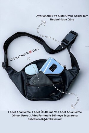 Hakiki Deri Siyah Freebag - Bel Çantası & Çapraz Askılı Çanta - 2