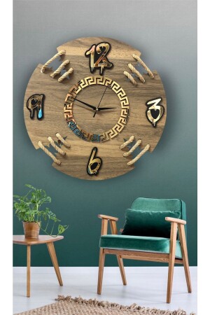 Halatlı Modern Tasarım Ahşap Duvar Saati,duvar Saati,ahşap Saat,wall Clock,saat,wall Decor halatlımodelsaat - 1