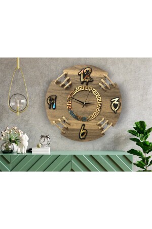 Halatlı Modern Tasarım Ahşap Duvar Saati,duvar Saati,ahşap Saat,wall Clock,saat,wall Decor halatlımodelsaat - 4