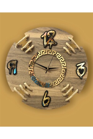 Halatlı Modern Tasarım Ahşap Duvar Saati,duvar Saati,ahşap Saat,wall Clock,saat,wall Decor halatlımodelsaat - 5