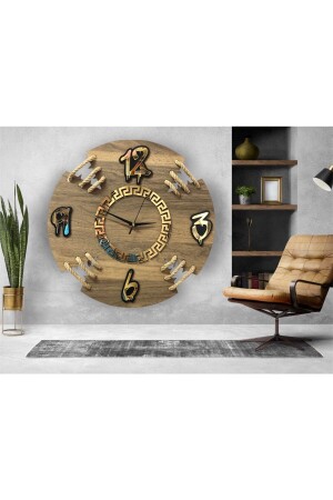 Halatlı Modern Tasarım Ahşap Duvar Saati,duvar Saati,ahşap Saat,wall Clock,saat,wall Decor halatlımodelsaat - 6