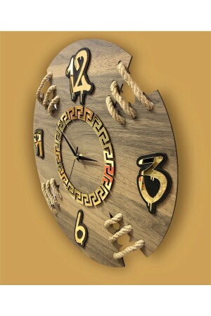 Halatlı Modern Tasarım Ahşap Duvar Saati,duvar Saati,ahşap Saat,wall Clock,saat,wall Decor halatlımodelsaat - 8