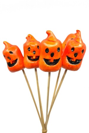 Halloween Stick Strafor Kabaklar 6 Adet 30 Cm Cadılar Bayramı Aranjman Konsept Sunum Dekor Süs - 1