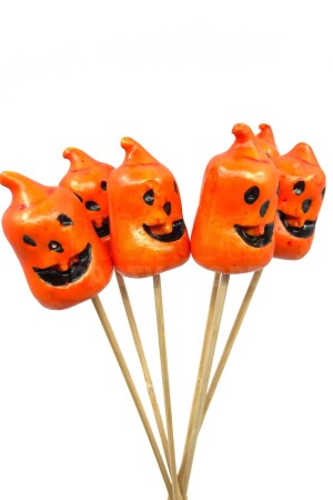 Halloween Stick Strafor Kabaklar 6 Adet 30 Cm Cadılar Bayramı Aranjman Konsept Sunum Dekor Süs - 3