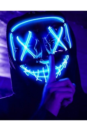 Hallowen Led Işıklı Neon Parti Maske 3 Modlu Parti Eğlence Maskesi Yılbaşı - 2