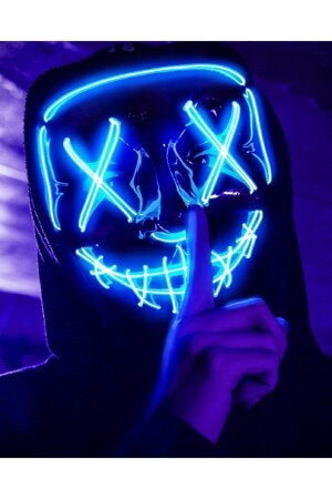 Hallowen Led Işıklı Neon Parti Maske 3 Modlu Parti Eğlence Maskesi Yılbaşı - Teknoloji World