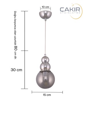 Halskette Einzelnes Rauchglas Silber (Chrom) Pendelleuchte Çakır Kronleuchter 7540-1 - 4