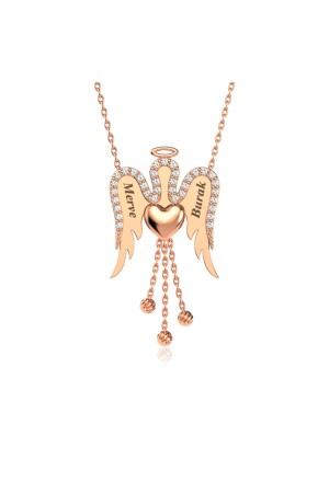 Halskette „Engel meines Herzens“ aus Rosésilber mit Quasten und Namen KL1901 - 2