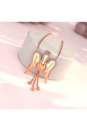 Halskette „Engel meines Herzens“ aus Rosésilber mit Quasten und Namen KL1901 - 3