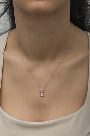 Halskette mit rosa Steinkatze aus 925er Sterlingsilber Nr. 998423 - 4