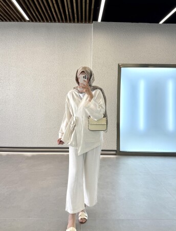 Ham Keten Takım - Ekru - Duendeca