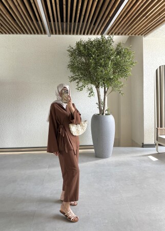 Ham Keten Takım - Kahve - Duendeca