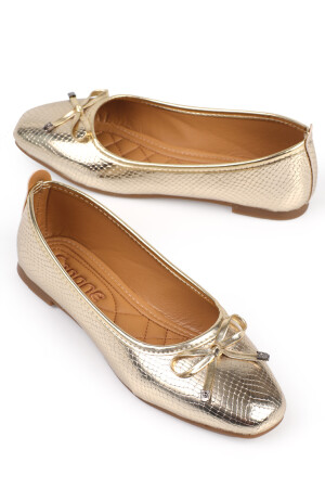 Hana Trend Gold Damen-Ballerinas mit Schleife - 4