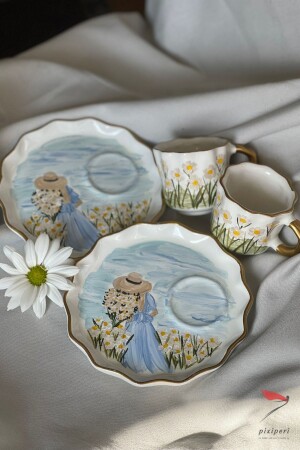 Handbemalte Kaffeetasse, Gänseblümchen, Geschenk zum Frauentag, türkische Kaffeetasse (1 Stück) pixiperimh10 - 2