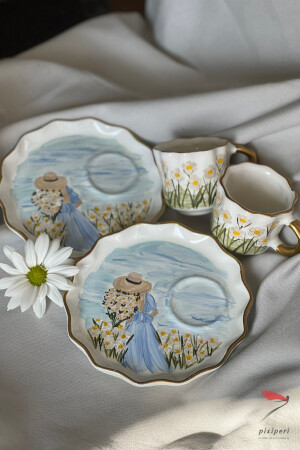 Handbemalte Kaffeetasse, Gänseblümchen, Geschenk zum Frauentag, türkische Kaffeetasse (1 Stück) pixiperimh10 - 3