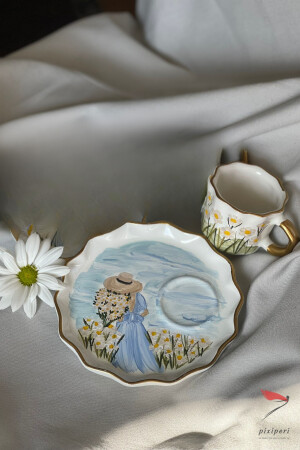 Handbemalte Kaffeetasse, Gänseblümchen, Geschenk zum Frauentag, türkische Kaffeetasse (1 Stück) pixiperimh10 - 4