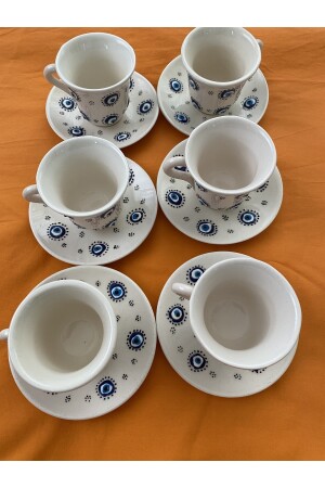 Handbesticktes Kaffeetassen-Set mit Evil Eye-Perlen für 6 Personen 196 - 6