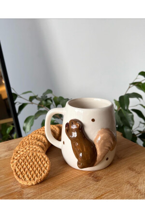 Handgefertigte Kachel-Keramik-Eichhörnchen-Figur, Kaffeetasse, Tierserie 85 - 5