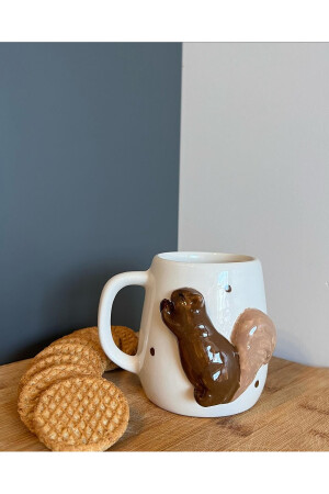 Handgefertigte Kachel-Keramik-Eichhörnchen-Figur, Kaffeetasse, Tierserie 85 - 9