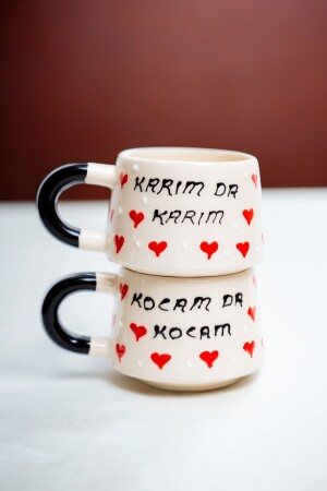 Handgefertigte Keramiktasse – besondere Tasse zum Valentinstag – „Mein Mann und mein Mann – meine Frau und meine Frau“ - 1