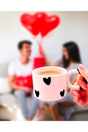 Handgefertigte Keramiktasse mit besonderem Herzmotiv zum Valentinstag - 2