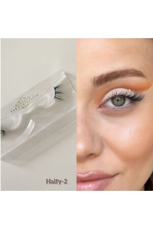 Handgefertigte künstliche Wimpern aus echtem Nerz (HALFY-2) und transparenter Powerliner-Stiftkleber - 3