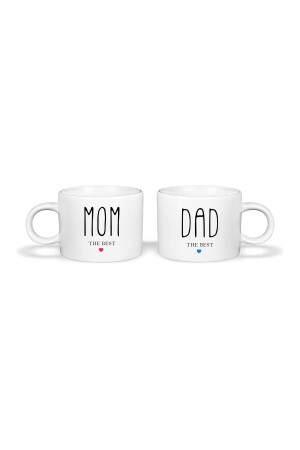 Handgefertigte Tasse mit besonderem Design für Mama und Papa – bedruckte Tasse rosa (2 Stück) GM-935 - 1