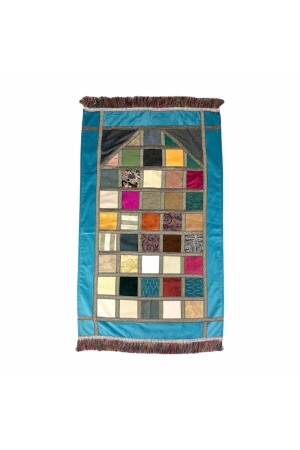 Handgefertigter 40-Patchwork-Gebetsteppich aus Stoff, 70 x 110 cm - 7