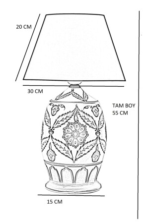 Handgefertigter botanischer Lampenschirm aus Keramik mit besonderem Design – Creme CERBOA35 - 4